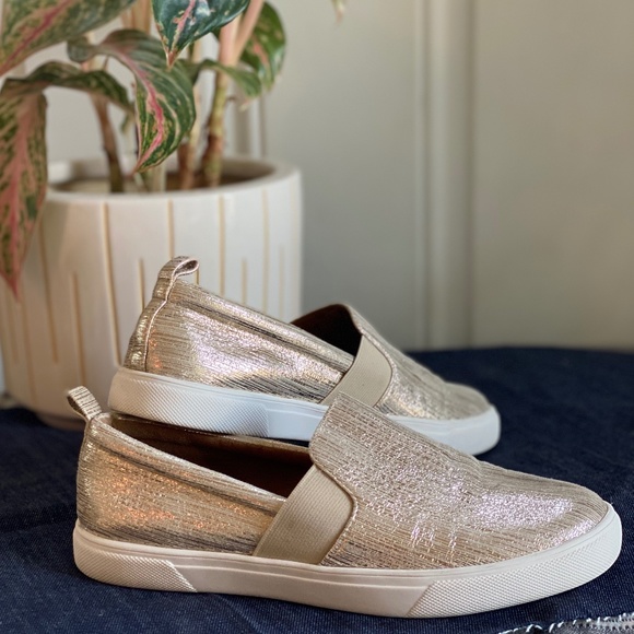 Susina Gold Metallic Slip On Sneakers - Picture 2 of 6